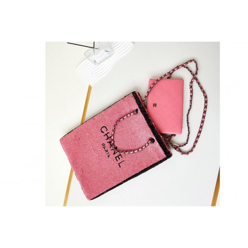 Chanel AS4856 Shopping Bag in Pink Sequins Chanel AS4856 Shopping Bag in Pink Sequins