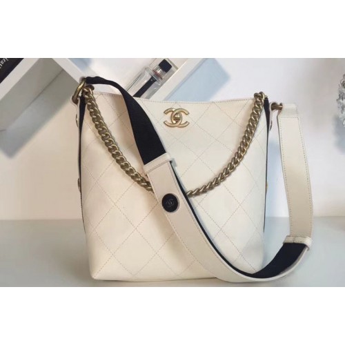 Chanel Calfskin Hobo Handbag White A57573 Chanel Calfskin Hobo Handbag White A57573