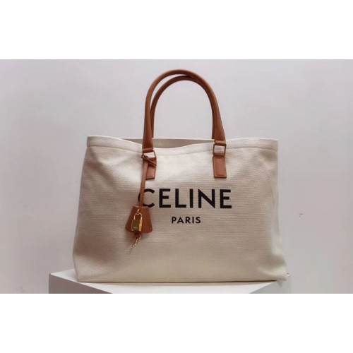 Celine Horizontal Cabas Tote Bags in Canvas with Celine print and calfskin Celine Horizontal Cabas Tote Bags in Canvas with Celine print and calfskin