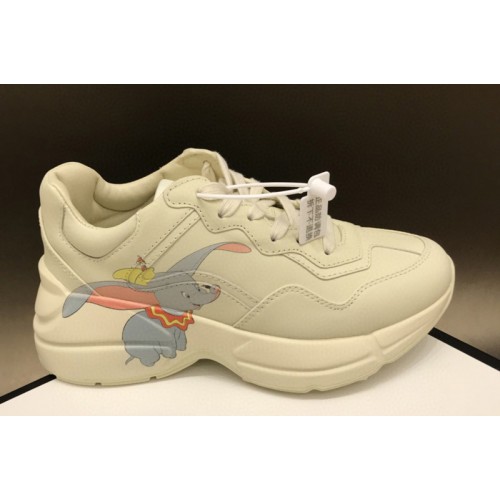 Women and Men Gucci Rhyton Dumbo Sneakers in White Leather Women and Men Gucci Rhyton Dumbo Sneakers in White Leather