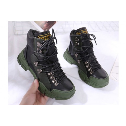 Mens Womens Gucci Flashtrek sneaker Green and Black Leather Mens Womens Gucci Flashtrek sneaker Green and Black Leather