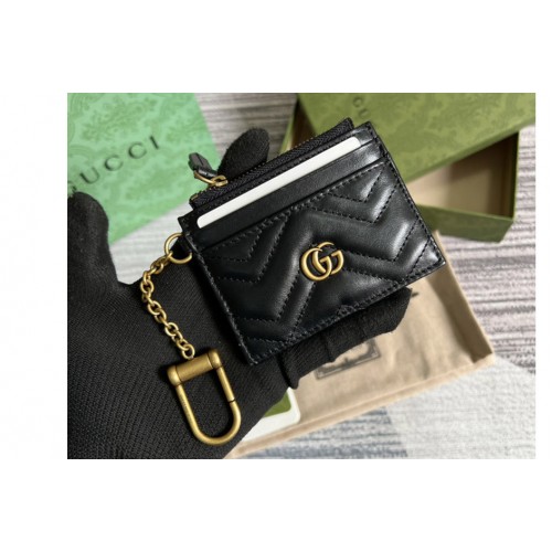 Gucci Marmont keychain wallet in Black matelasse chevron leather Gucci Marmont keychain wallet in Black matelasse chevron leather