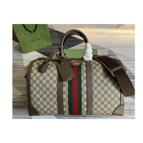 Gucci Ophidia medium duffle bag in Beige and ebony supreme canvas with Brown Leather Gucci Ophidia medium duffle bag in Beige and ebony supreme canvas with Brown Leather