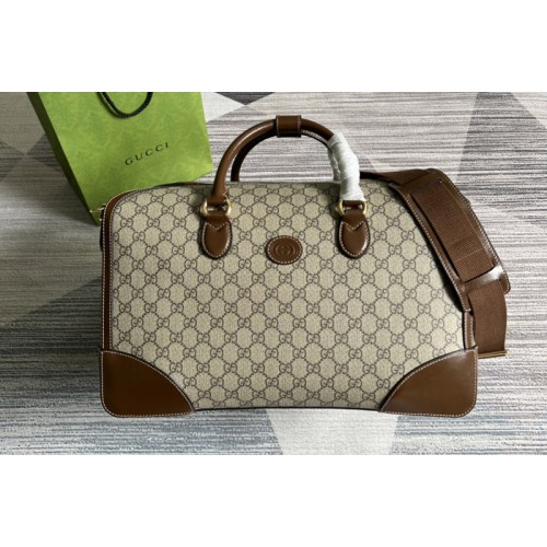 Gucci Duffle bag with Interlocking G in Beige and ebony Supreme canvas Gucci Duffle bag with Interlocking G in Beige and ebony Supreme canvas