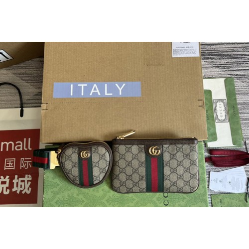 Gucci Ophidia heart utility belt Bag in beige and ebony Supreme canvas