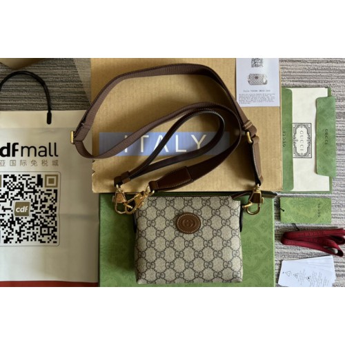 Gucci Messenger bag with Interlocking G in Beige and ebony Supreme canvas Gucci Messenger bag with Interlocking G in Beige and ebony Supreme canvas