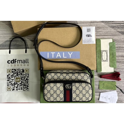 Gucci Ophidia small messenger bag in Beige and Blue Supreme canvas Gucci Ophidia small messenger bag in Beige and Blue Supreme canvas