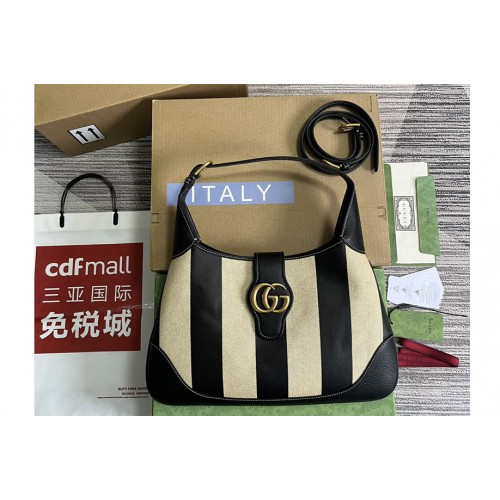 Gucci Aphrodite medium shoulder bag in Beige and black cotton canvas with black leather Gucci Aphrodite medium shoulder bag in Beige and black cotton canvas with black leather