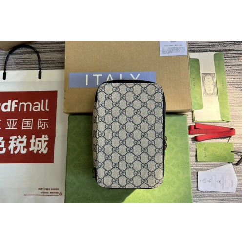 Gucci mini packing cube in Beige and Blue Supreme canvas Gucci mini packing cube in Beige and Blue Supreme canvas