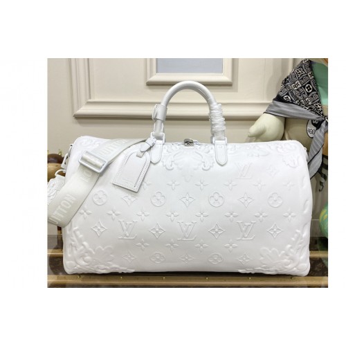 Louis Vuitton M21845 Keepall Bandouliere 50 bag in White Calf leather Louis Vuitton M21845 Keepall Bandouliere 50 bag in White Calf leather