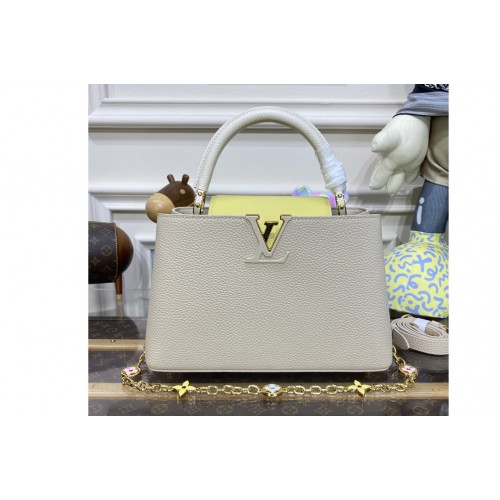 Louis Vuitton M22512 Capucines MM handbag in Grey Taurillon leather Louis Vuitton M22512 Capucines MM handbag in Grey Taurillon leather