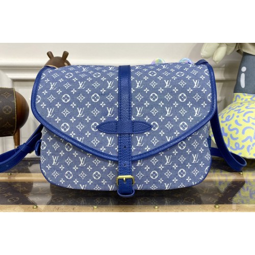 Louis Vuitton M40666 Saumur Bag in Blue Monogram Denim Louis Vuitton M40666 Saumur Bag in Blue Monogram Denim