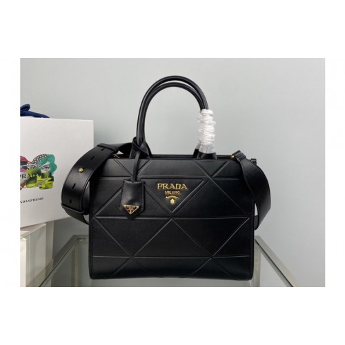 Prada 1BA379 Small leather Prada Symbole bag with topstitching in Black Leather Prada 1BA379 Small leather Prada Symbole bag with topstitching in Black Leather
