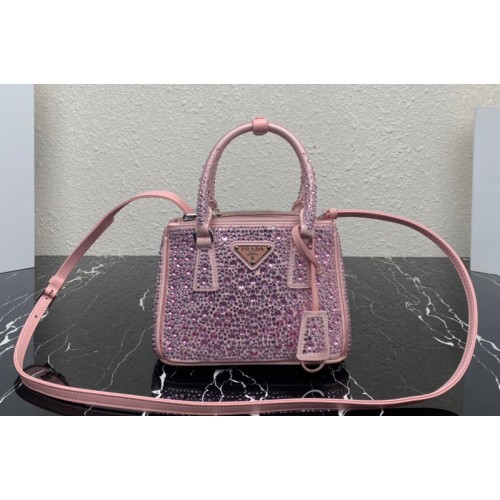 Prada 1BA906 Prada Galleria satin mini-bag with crystals in Pink Prada 1BA906 Prada Galleria satin mini-bag with crystals in Pink