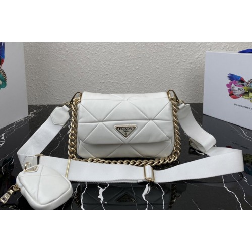 Prada 1BD292 Prada System nappa leather patchwork bag in White Leather Prada 1BD292 Prada System nappa leather patchwork bag in White Leather