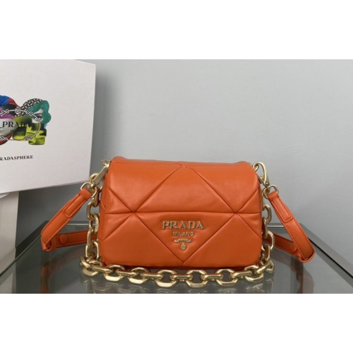 Prada 1BD292 Prada System nappa patchwork shoulder bag in Orange Leather Prada 1BD292 Prada System nappa patchwork shoulder bag in Orange Leather