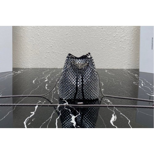 Prada 1NR016 Embellished satin mini-pouch in metal Prada 1NR016 Embellished satin mini-pouch in metal