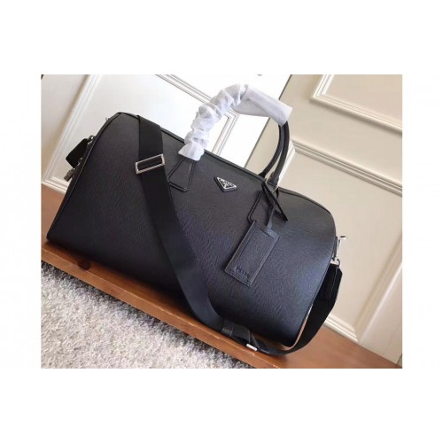 Prada 2VC072 Travel Duffle Weekend Shoulder Bag in Black Saffiano Leather Prada 2VC072 Travel Duffle Weekend Shoulder Bag in Black Saffiano Leather
