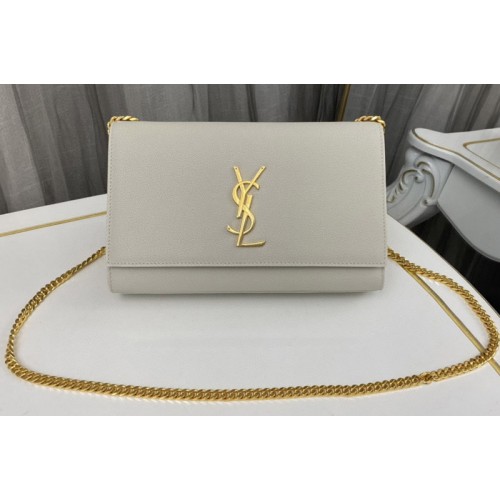 YSL KATE MEDIUM bag IN White GRAIN DE POUDRE EMBOSSED LEATHER With Gold YSL KATE MEDIUM bag IN White GRAIN DE POUDRE EMBOSSED LEATHER With Gold