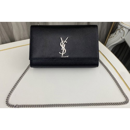 YSL KATE MEDIUM bag IN Black GRAIN DE POUDRE EMBOSSED LEATHER With Silver YSL KATE MEDIUM bag IN Black GRAIN DE POUDRE EMBOSSED LEATHER With Silver