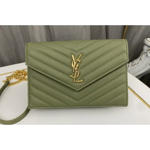 YSL Envelope Chain Wallet IN Green LAMBSKIN YSL Envelope Chain Wallet IN Green LAMBSKIN