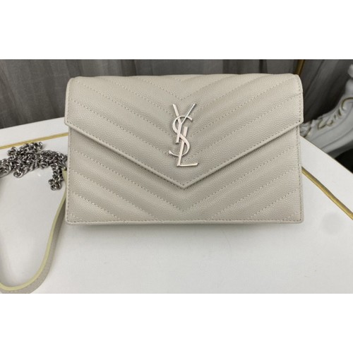 YSL Envelope Chain Wallet IN Milk White LAMBSKIN With Silver YSL Envelope Chain Wallet IN Milk White LAMBSKIN With Silver