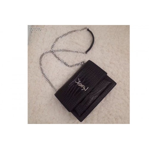 YSL Medium Sunset Monogram Bag Black Crocodile YSL Medium Sunset Monogram Bag Black Crocodile