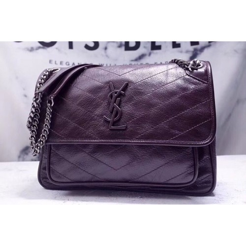 YSL Niki Medium Bag Vintage Leather Dark Coffee YSL Niki Medium Bag Vintage Leather Dark Coffee