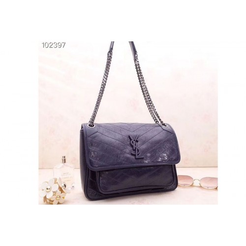 YSL Niki Medium Bag Vintage Leather Navy Blue YSL Niki Medium Bag Vintage Leather Navy Blue