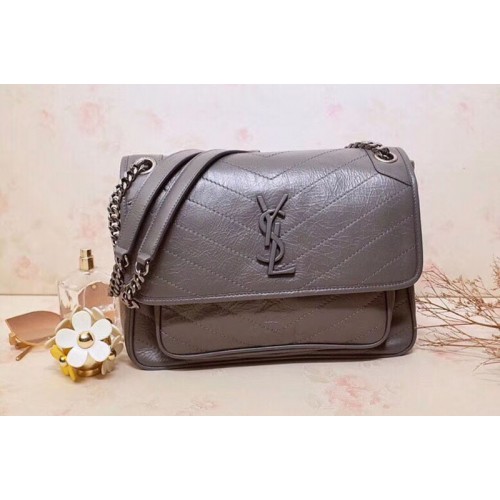 YSL Niki Medium Bag Vintage Leather Light Gray YSL Niki Medium Bag Vintage Leather Light Gray