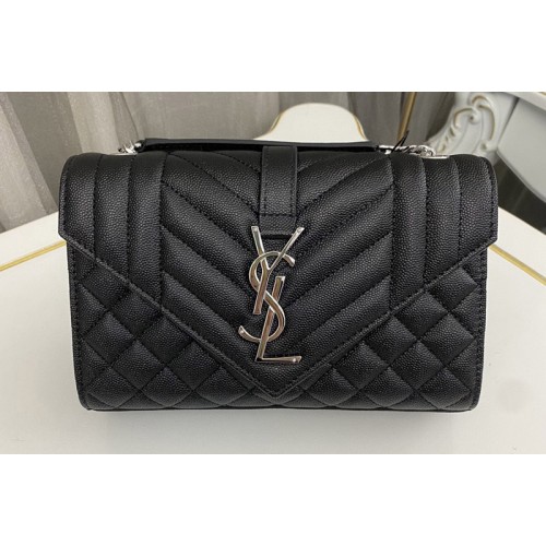 YSL ENVELOPE SMALL bag IN Black QUILTED GRAIN DE POUDRE EMBOSSED LEATHER With Silver YSL ENVELOPE SMALL bag IN Black QUILTED GRAIN DE POUDRE EMBOSSED LEATHER With Silver